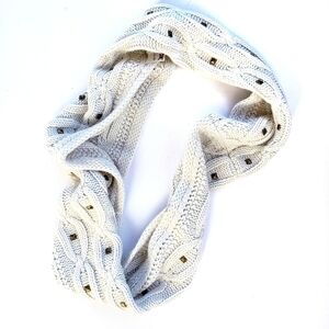 Steve Madden Infinity Cable Knit Studded Scarf